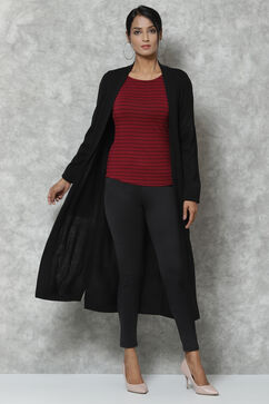Black Straight Acrylic Solid Shrug image number 3