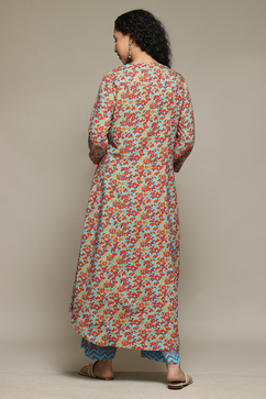 Sky Blue Rayon Straight Kurta Palazzo Suit Set image number 4