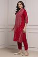 Pink Polyester Straight Printed Kurta Pants Set image number 3