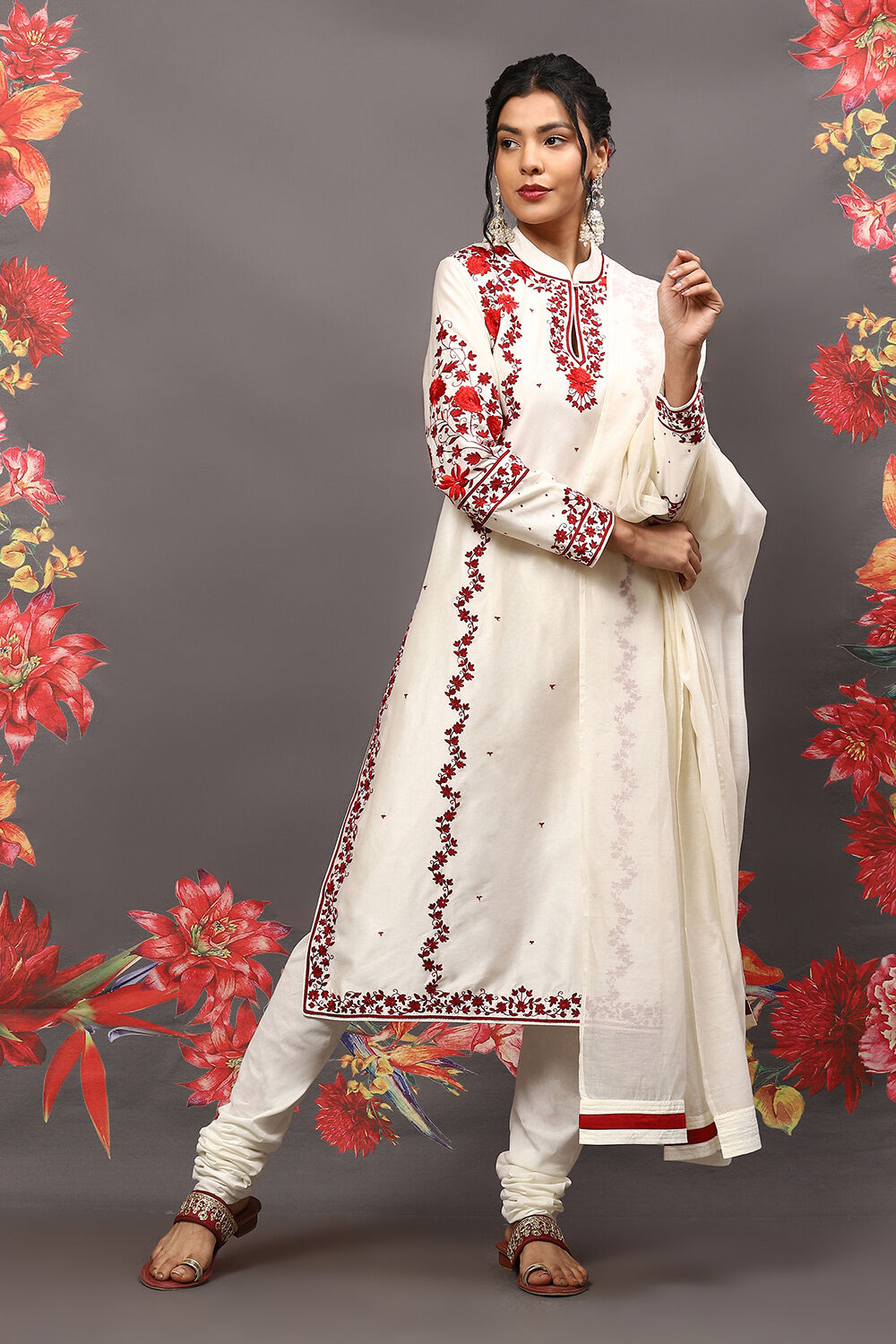 Indigo Cotton Blend Straight Kurta Suit Set image number 6