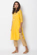 Yellow Poly Metallic Cotton Straight Yarndyed Kurta image number 3