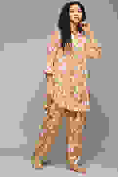 Off White & Red Rayon Printed 2 Piece Sleepwear Set image number 5