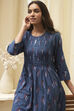 Navy Ikat Yarndyed Kurta image number 6
