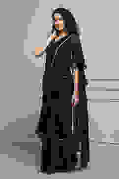 Black Art Silk Pre-draped Saree image number 3