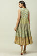 Pink Cotton Flared Fusion Printed Dress image number 4