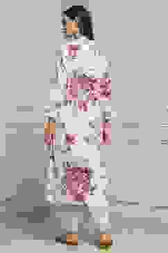 White and Purple Printed Straight Kurta image number 3