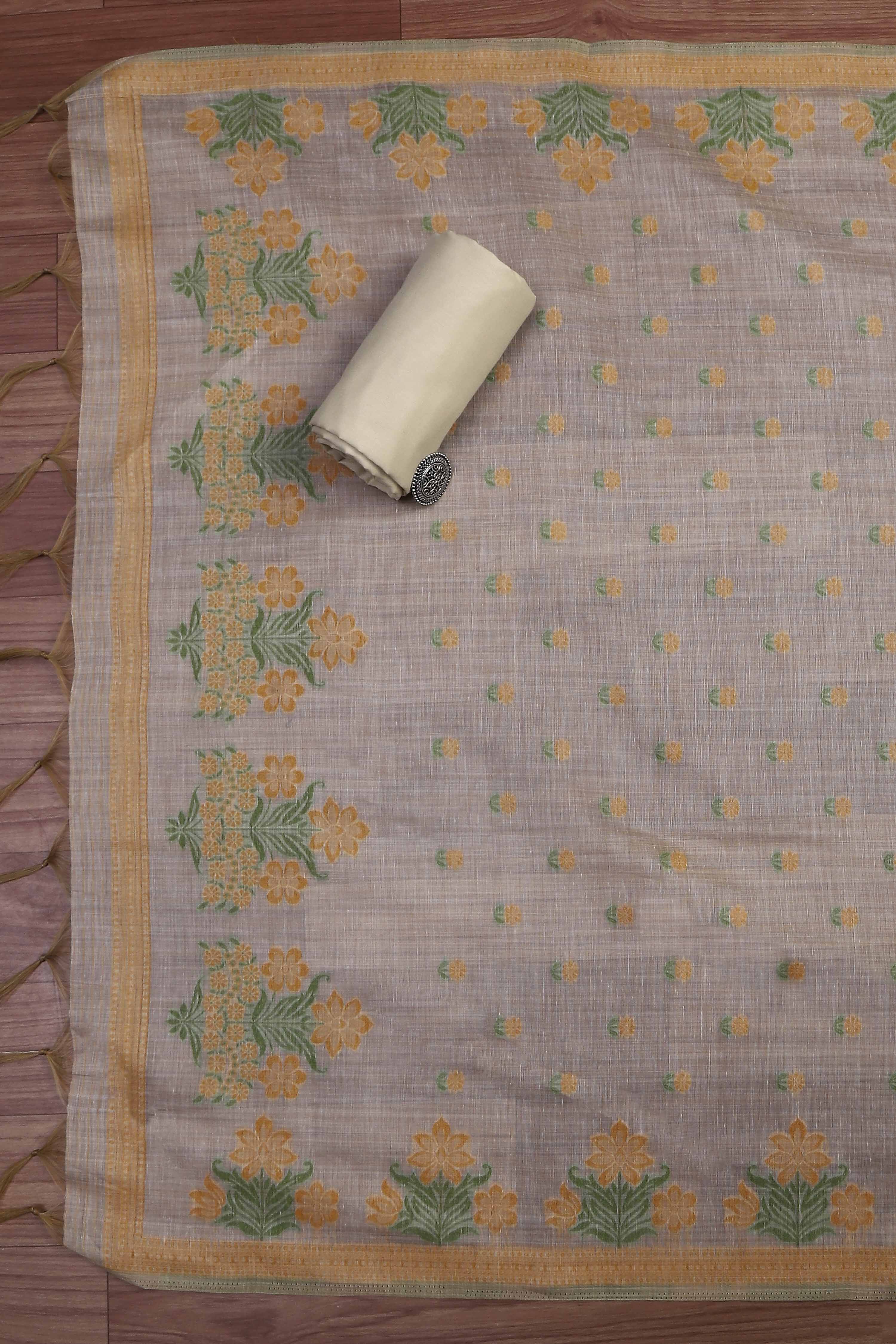 Pink Cotton Attractive Floral Print Unstitched Suit Set image number 3