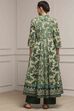 Green Cotton Anarkali Printed Suit Set image number 4