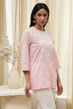 Pink Straight Short Kurta image number 4