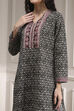Black Cotton Printed Straight Suit Set image number 1