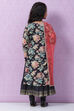 Black Art Silk Straight Kurta Churidar Suit Set image number 4