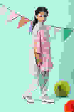 Peach Cotton Blend Straight Kurta Salwar Suit Set image number 6