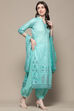 Red Cotton Blend Floral Digital Print Unstitched Suit Set image number 7