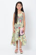 Green Cotton Asymmetric & Sling Bag Printed Dress image number 3