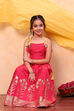Pink Cotton Floral Printed Flared Festive Lehenga Set image number 6
