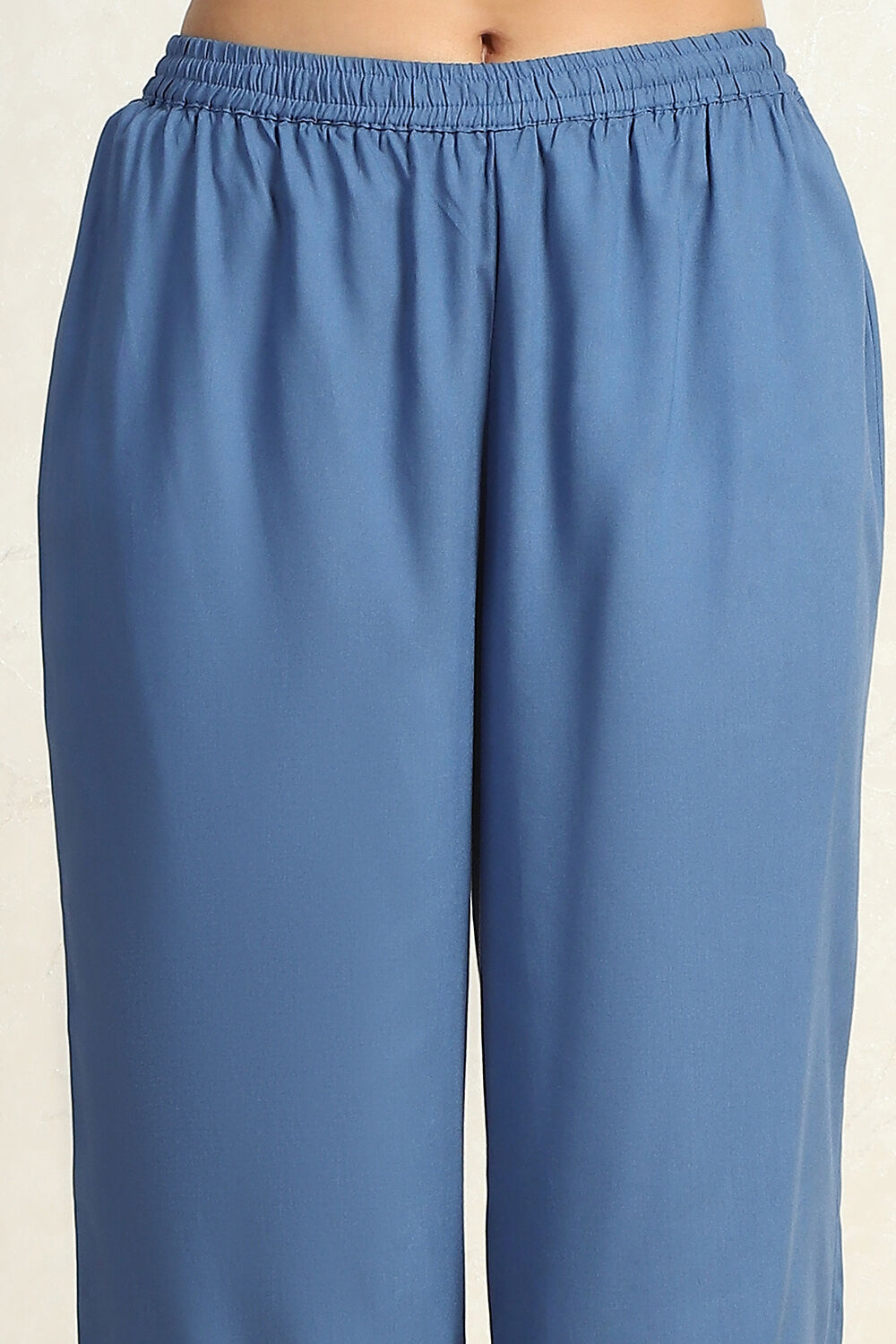 Blue Modal Geometric Printed Straight Suit Set image number 2