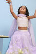 Lilac Viscose Rayon Embroidered Flared Lehenga Set image number 7