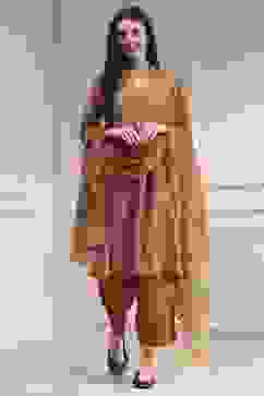 Rust Printed Straight Suit Set image number 0