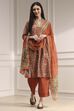 Rust Printed Straight Suit Set