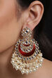 Kundan and pink enamel chandelier earrings image number 1