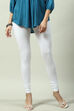 White Cotton Blend Solid Churidar image number 0