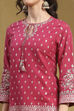 Pink Yarn Dyed Straight Suit Set image number 1