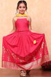 Pink Cotton Floral Printed Flared Festive Lehenga Set