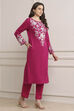 Fuchsia Polyester Embroidered Straight Kurta image number 4