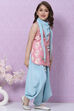 Pink Viscose Straight Kurta Dhoti Pant Suit Set image number 6