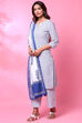 Yellow Cotton Straight Kurta Palazzo Suit Set image number 6