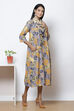 Lavender Straight Cotton Flax Printed Kurta image number 3