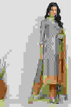 Grey Art Silk Woven Unstitched Suit Set image number 6