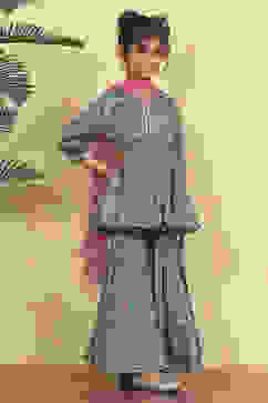 Green Polyester Printed Flared Sharara Suit Set image number 5