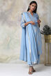 Light Blue Cotton Straight Kurta Palazzo Suit Set image number 8