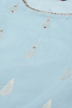 Sky Blue Art Silk Double Layered Kurta image number 2