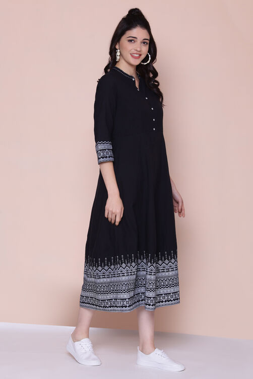 Blue Cotton A-line Dress image number 2