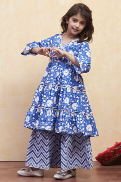 Navy Cotton Garara Set image number 3