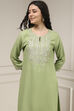 Sage Green Viscose Rayon Straight Solid Suit Set image number 1