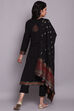 Black Woolen A-Line Kurta Narrow Pants Suit Set image number 7
