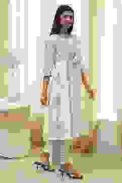 Off-White Pure Cotton Printed A-line Kurta Set image number 5