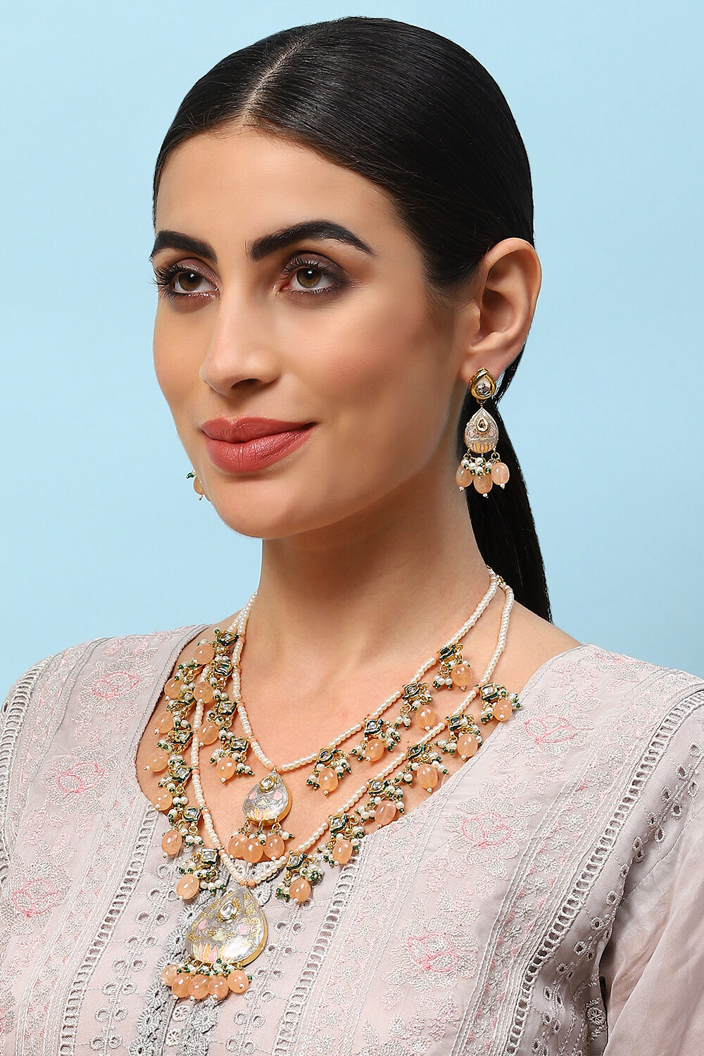 Nude Brass Necklace Set image number 3