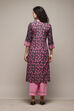 Red Cotton Blend Straight Printed Kurta Narrow Palazzo Suit Set image number 5
