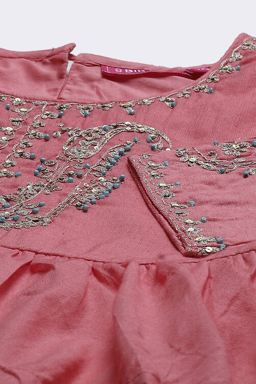 Pink And Turquoise A-Line Poly Cotton Tunics image number 1