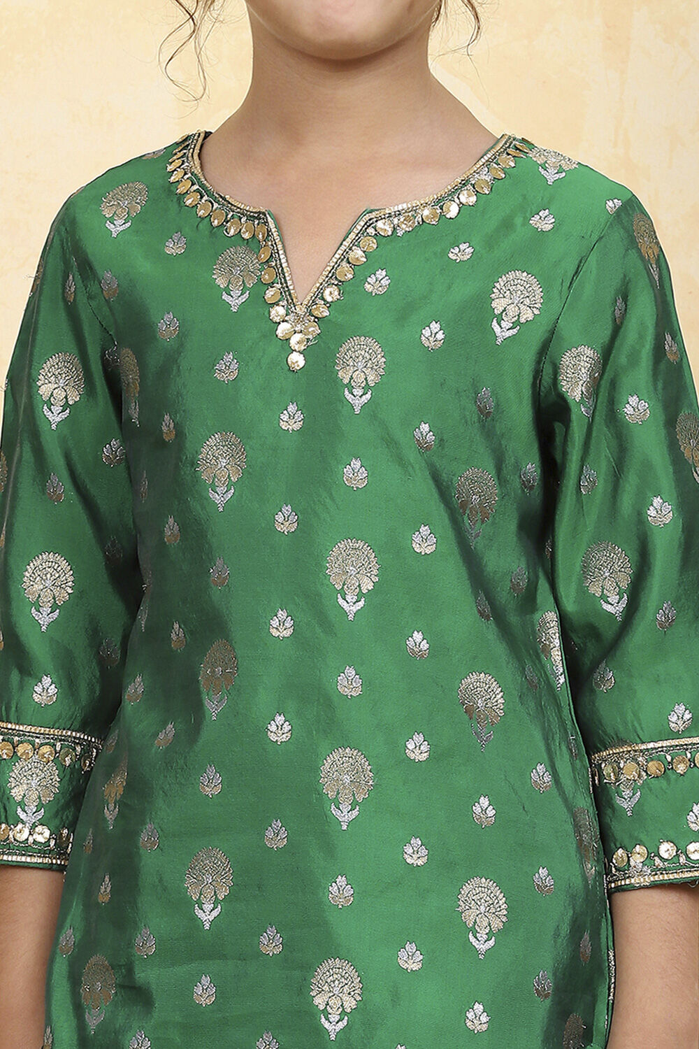 Green Art Silk Fitted Straight Co-ord Set image number 1