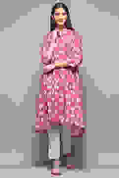 Purple Rayon Flared Yarndyed Kurta image number 5