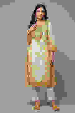 Off White LIVA Straight Printed Kurta image number 1