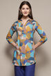 Blue Rayon Straight Printed Kurta image number 5
