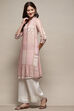 Dusty Pink Rayon Geometric Printed Straight Kurta image number 3