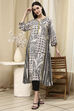 Ivory and Grey Printed Straight Kurta image number 0