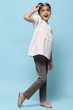 Grey Cotton Lycra Skinny Jeggings image number 6
